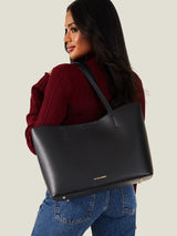 Women's Black Casual Solid Tote Bag