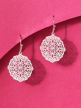 Women's Silver Filigree Pearl Short Drop Earring