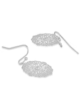 Women's Silver Filigree Pearl Short Drop Earring