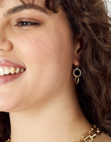 Women's Gold Pave Linked Circles Short Drop Earring