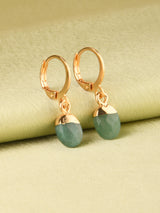 Women's Green Celestial Stone Drop Huggie Earring