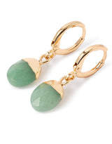 Women's Green Celestial Stone Drop Huggie Earring
