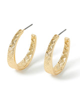Women's Gold Super Classics Etched Plait Hoop