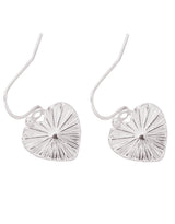 Women's Silver Textured Heart Short Drop Earring