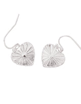 Women's Silver Textured Heart Short Drop Earring