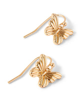 Women's Gold Textured Butterfly Short Drop Earring