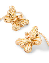 Women's Gold Textured Butterfly Short Drop Earring