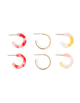Women's Pink Resin Hoop Earring - Set of 3
