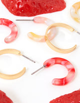 Women's Pink Resin Hoop Earring - Set of 3