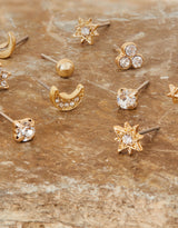 Women's Celestial Sparkle Stud Earring Crystal - Set of 10