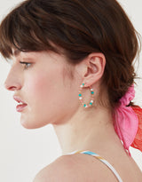 Women's Multi Small Coral Beaded Hoop Earring