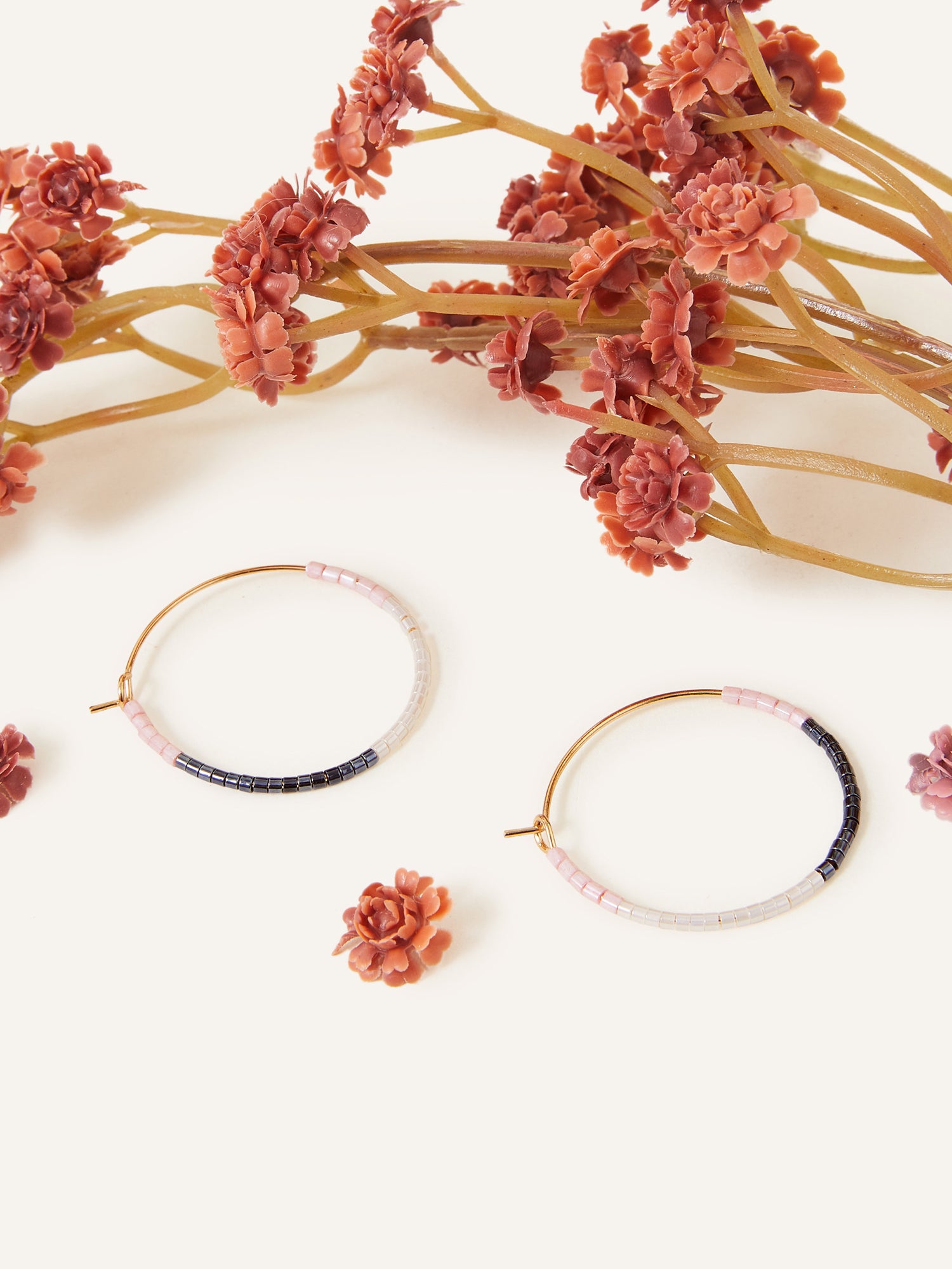 Women's Mini Beaded Hoop Earrings