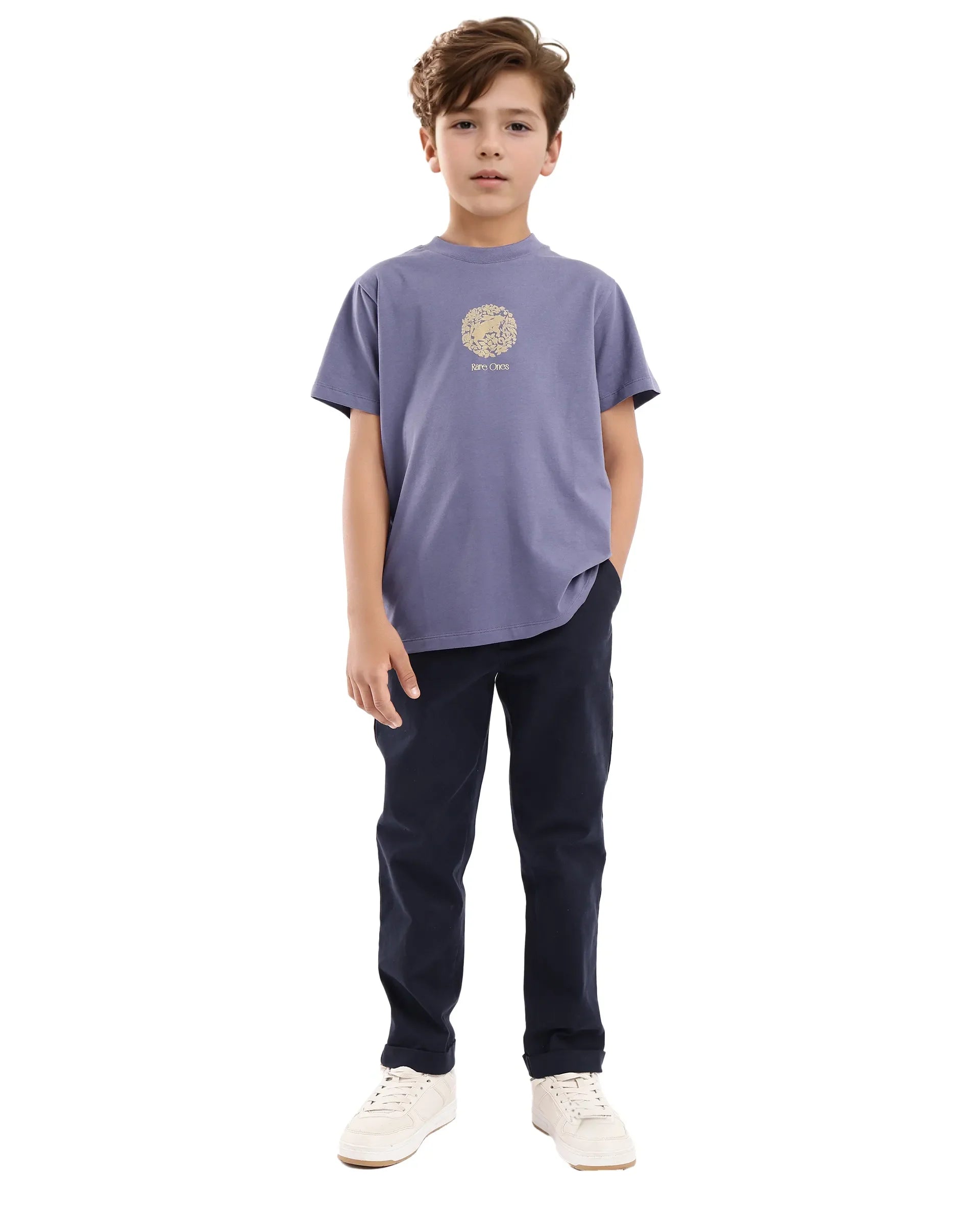 Boys Purple Casual Regular Fit Printed Half Sleeves Tshirt