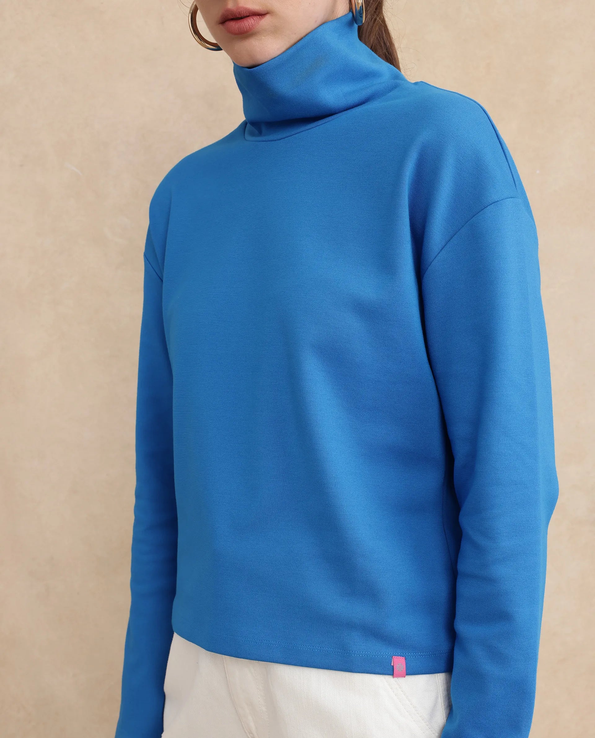 Women's Blue Casual Full Sleeves Top