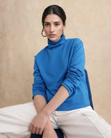 Women's Blue Casual Full Sleeves Top