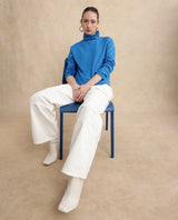 Women's Blue Casual Full Sleeves Top