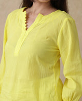Women's Yellow Casual Full Sleeves Top