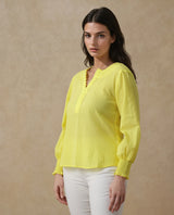 Women's Yellow Casual Full Sleeves Top