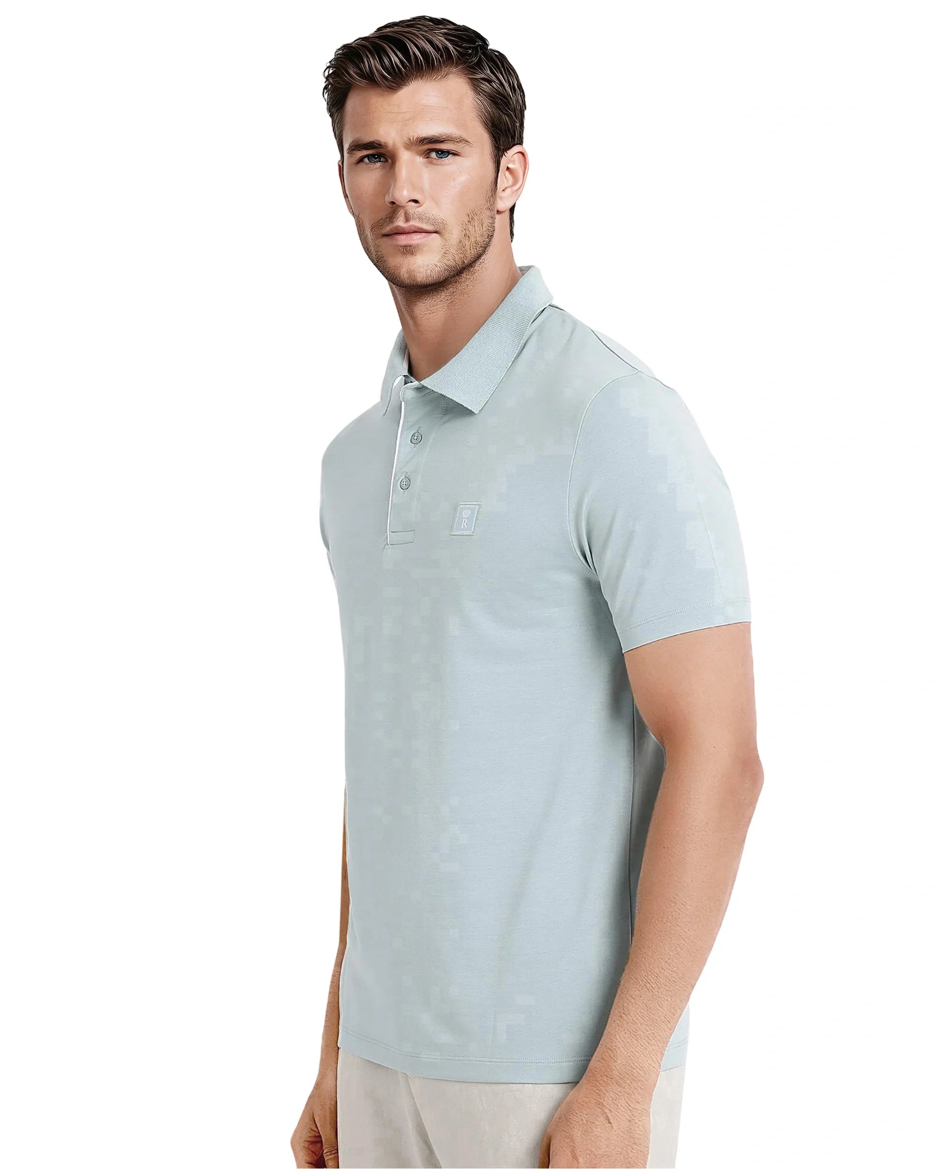 Men's Blue Casual Regular Fit Solid Half Sleeves Polo Tshirt