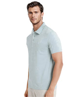 Men's Blue Casual Regular Fit Solid Half Sleeves Polo Tshirt