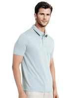 Men's Blue Casual Regular Fit Solid Half Sleeves Polo Tshirt