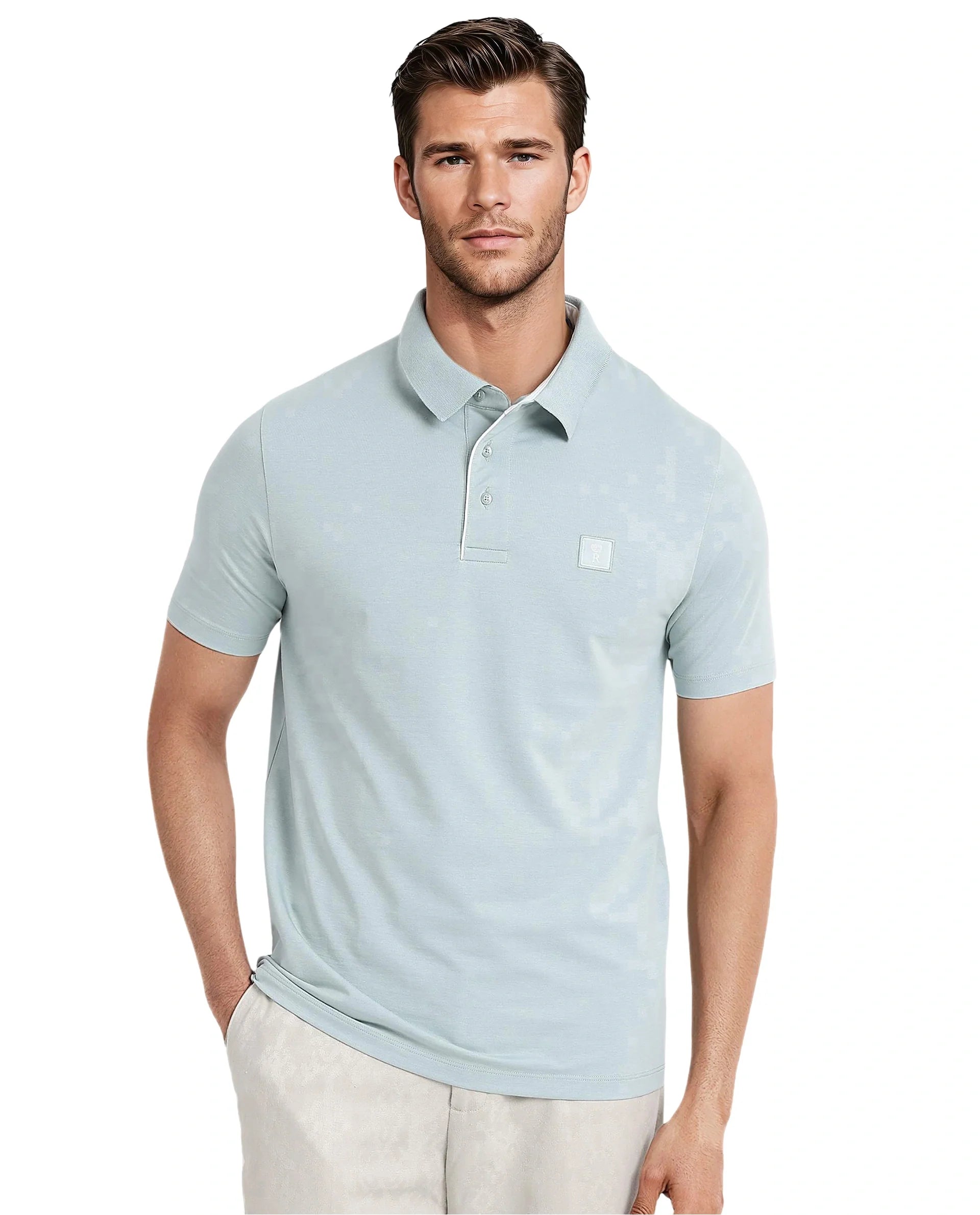 Men's Blue Casual Regular Fit Solid Half Sleeves Polo Tshirt