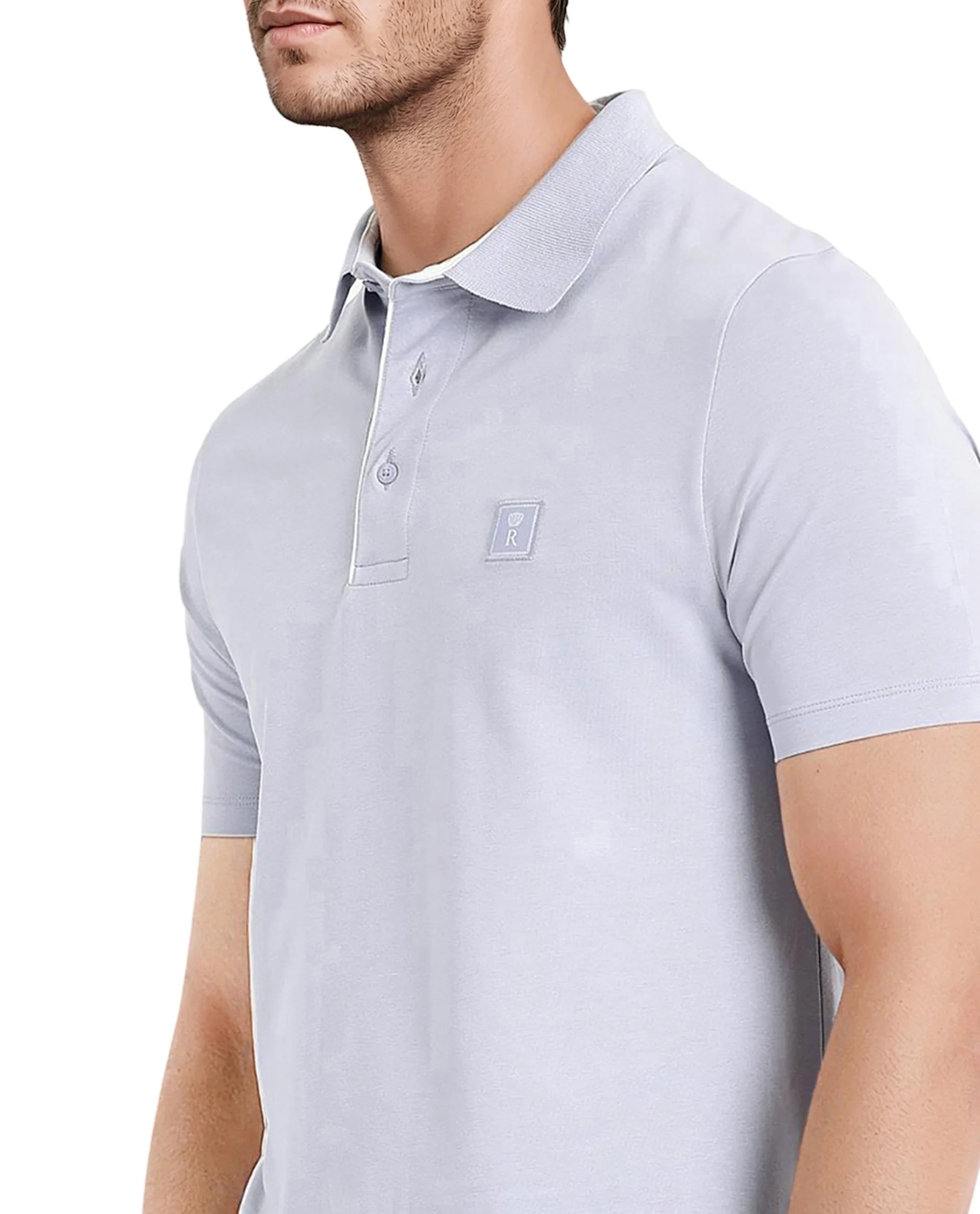 Men's Blue Casual Regular Fit Solid Half Sleeves Polo Tshirt