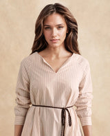 Women's Beige Casual Full Sleeves Dress