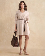 Women's Beige Casual Full Sleeves Dress