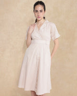 Women's Beige Casual Half Sleeves Dress