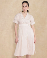 Women's Beige Casual Half Sleeves Dress
