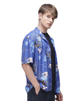 Men's Blue Casual Regular Fit Printed Half Sleeves Shirt