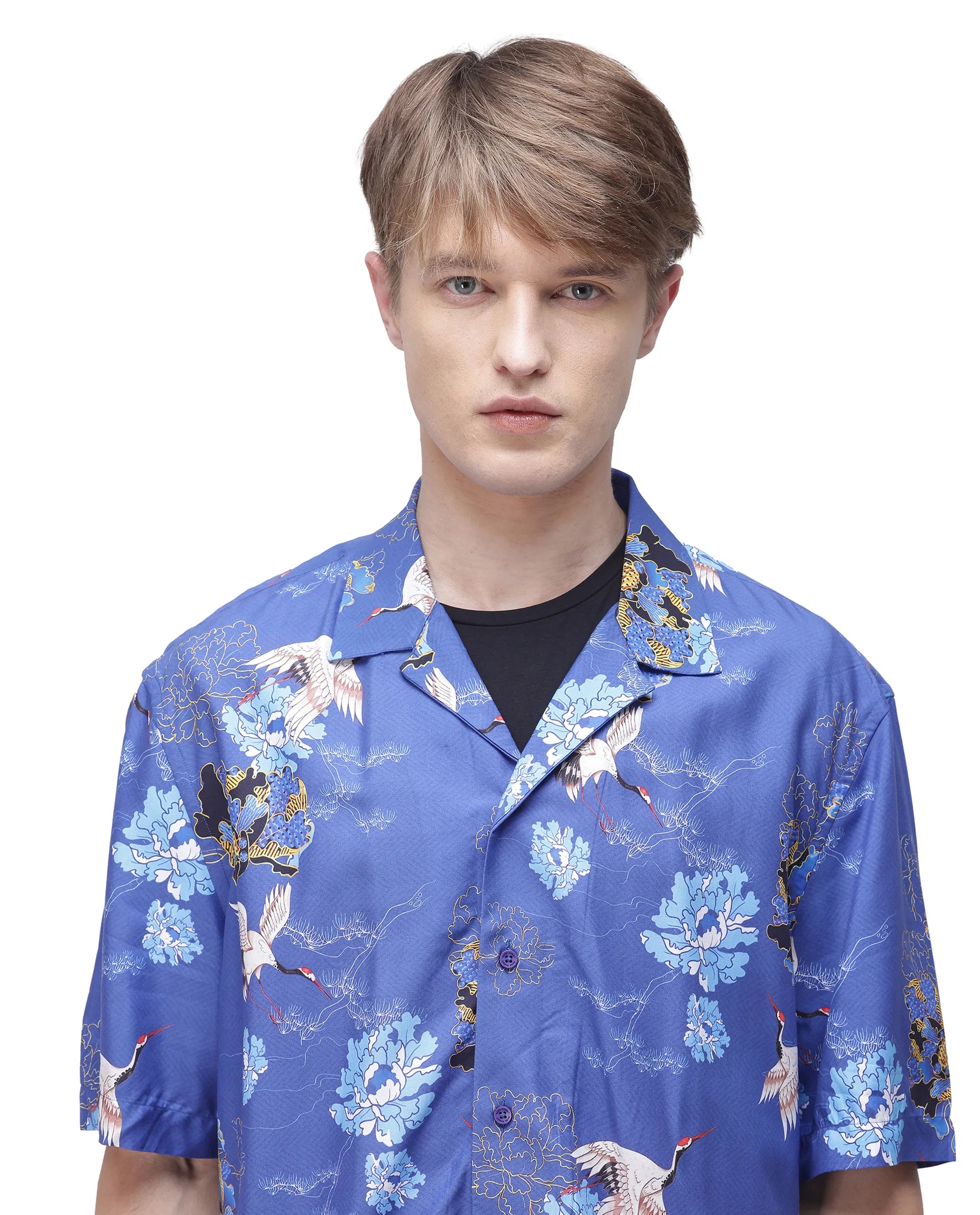 Men's Blue Casual Regular Fit Printed Half Sleeves Shirt