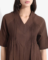 Women's Brown Casual Half Sleeves Top