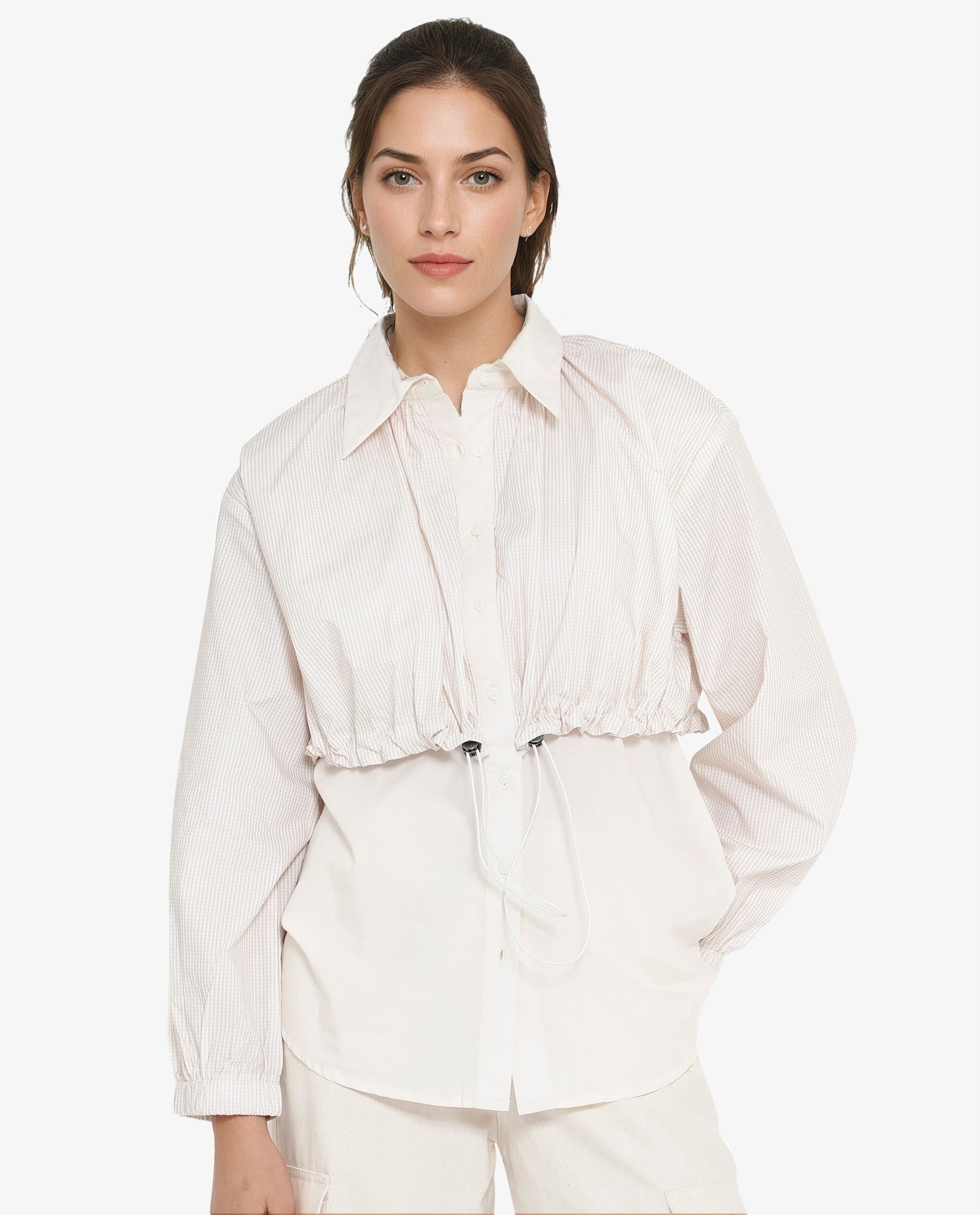 Women's Beige Casual Full Sleeves Top