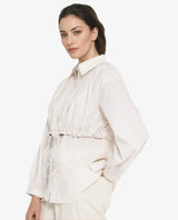 Women's Beige Casual Full Sleeves Top