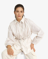 Women's Beige Casual Full Sleeves Top