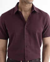 Men's Red Casual Regular Fit Solid Half Sleeves Shirt