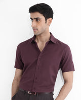 Men's Red Casual Regular Fit Solid Half Sleeves Shirt