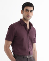 Men's Red Casual Regular Fit Solid Half Sleeves Shirt