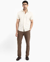 Men's White Casual Regular Fit Solid Half Sleeves Shirt