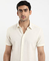 Men's White Casual Regular Fit Solid Half Sleeves Shirt