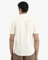 Men's White Casual Regular Fit Solid Half Sleeves Shirt