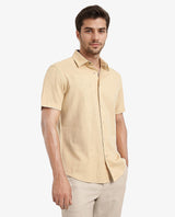 Men's Yellow Casual Regular Fit Solid Half Sleeves Shirt