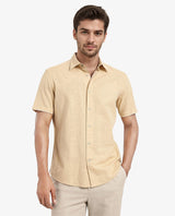 Men's Yellow Casual Regular Fit Solid Half Sleeves Shirt