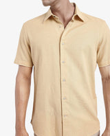 Men's Yellow Casual Regular Fit Solid Half Sleeves Shirt