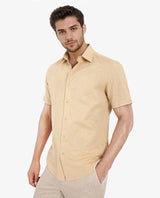 Men's Yellow Casual Regular Fit Solid Half Sleeves Shirt