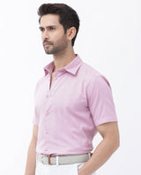 Men's Pink Casual Regular Fit Solid Half Sleeves Shirt