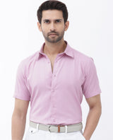 Men's Pink Casual Regular Fit Solid Half Sleeves Shirt
