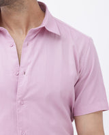 Men's Pink Casual Regular Fit Solid Half Sleeves Shirt